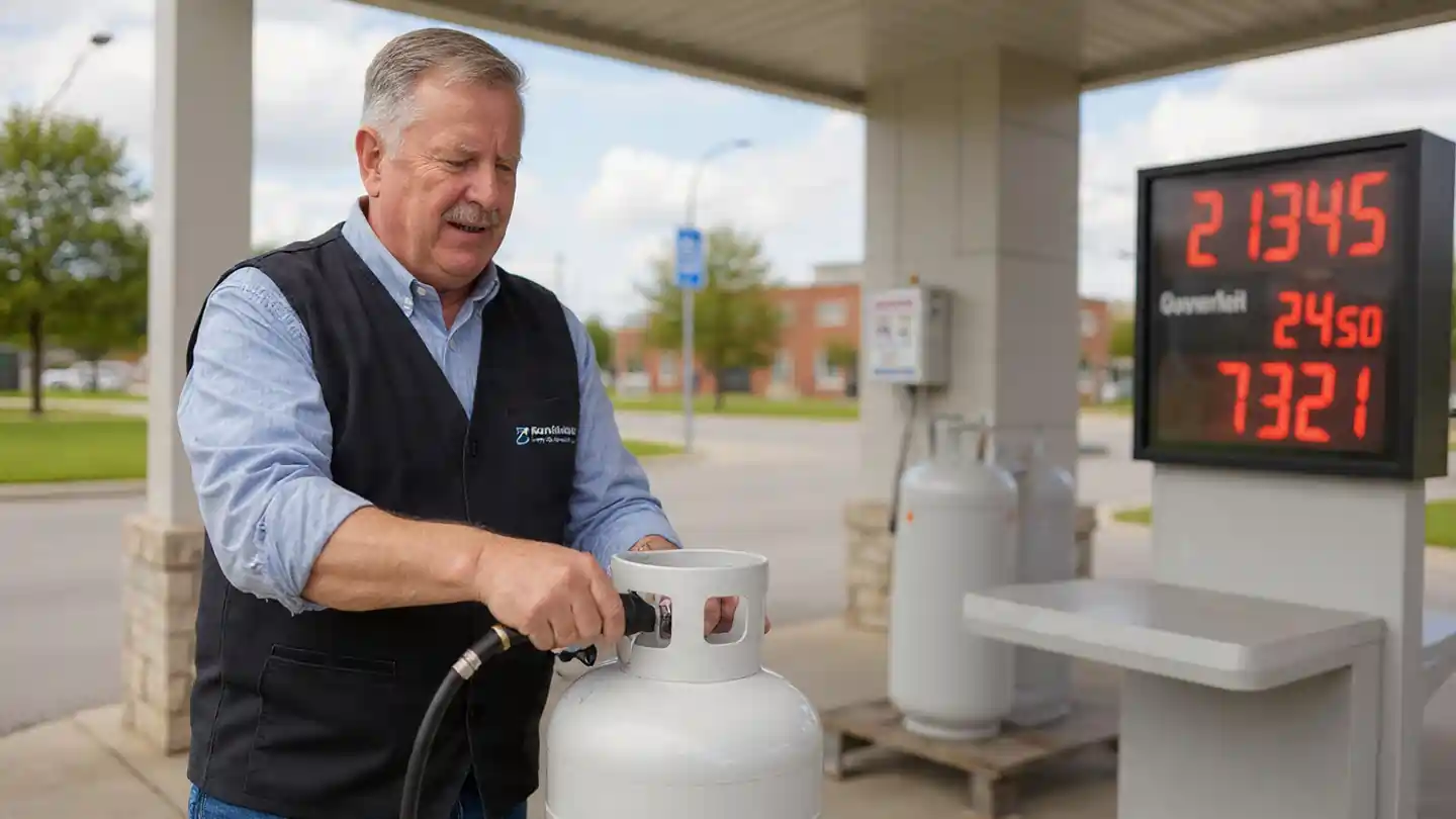 Cost to refill a gas cylinder in USA propane refill station